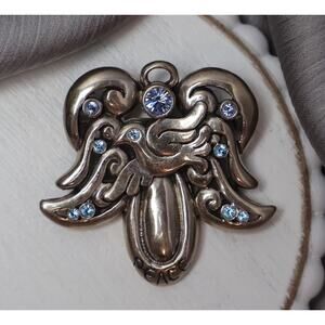 Barse Sterling Silver Blue Stone Angel Pendant Brooch 10.73G / 0.8in